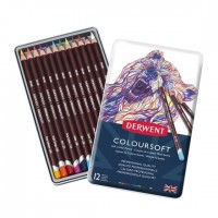 Набір кольорових олівців Derwent Coloursoft 12 кол. метал