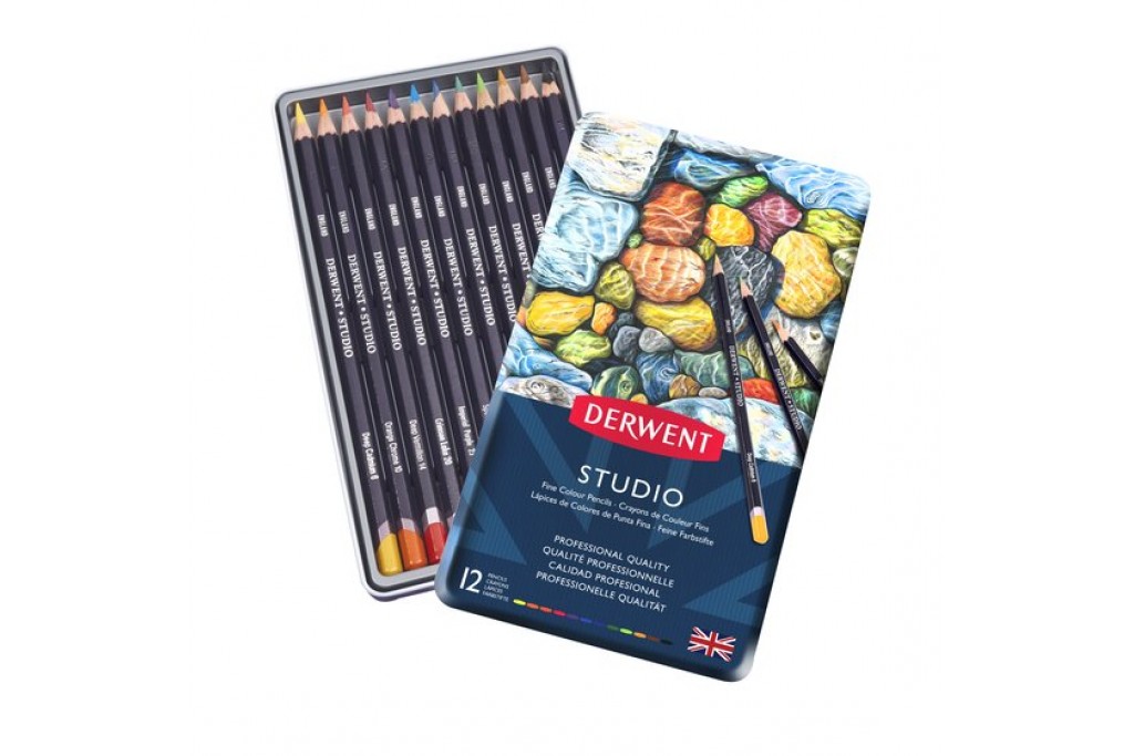 Набір кольорових олівців Derwent Studio 12 кольорів металевий пенал