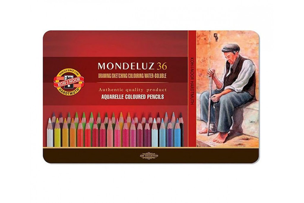 Набір акварельних олівців Koh-i-Noor Mondeluz 36 кольорів металевий пенал