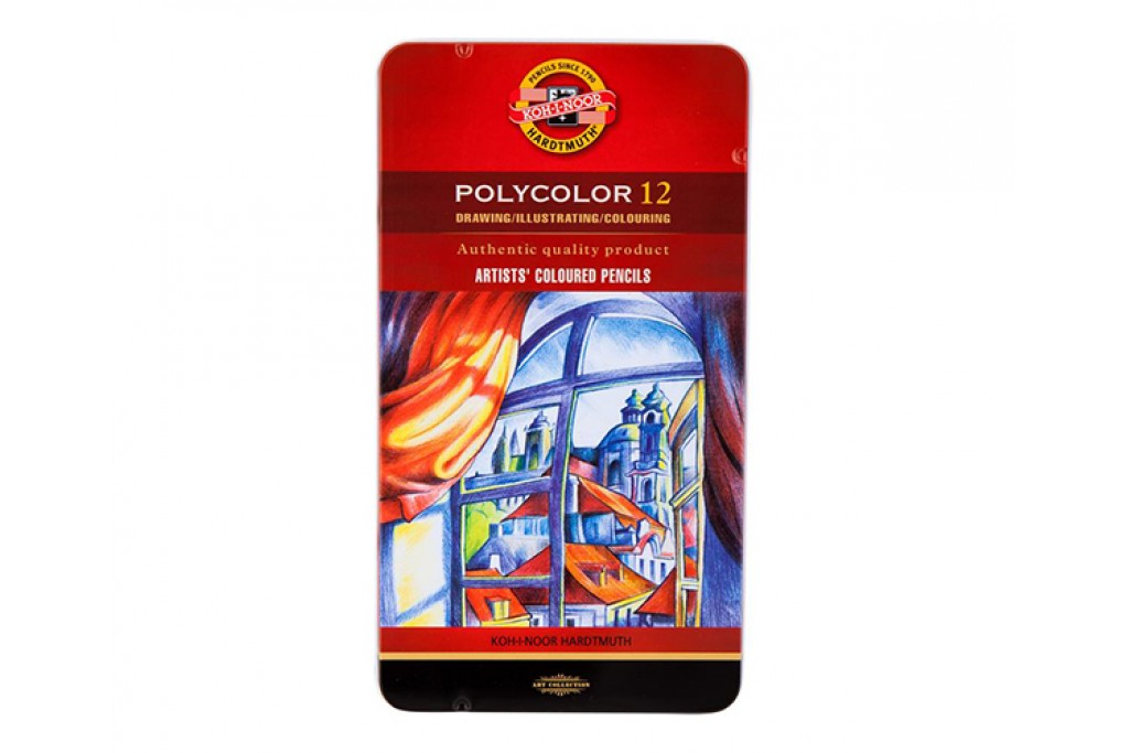 Набір кольорових олівців Koh-i-Noor Polycolor 12 кольорів металевий пенал