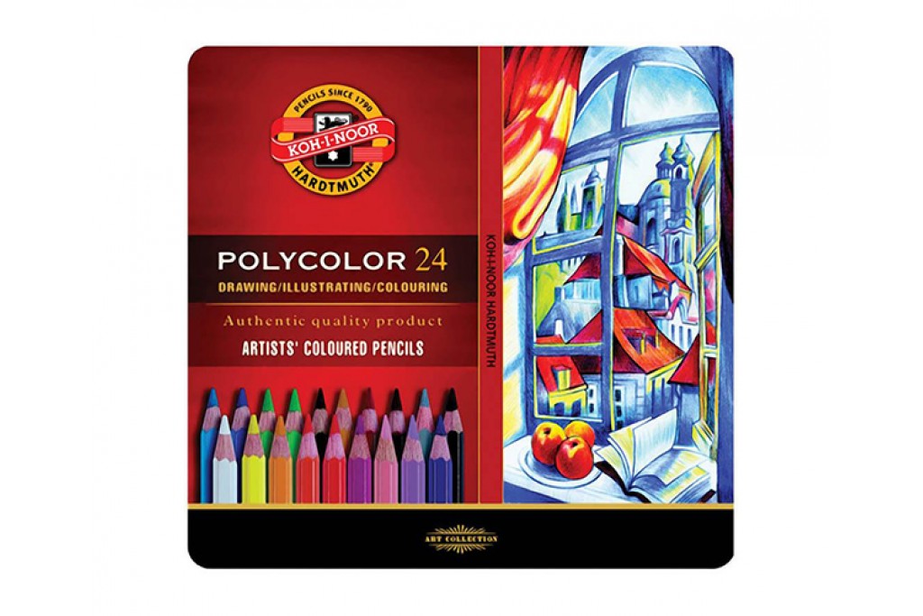 Набір кольорових олівців Koh-i-Noor Polycolor 24 кольору металевий пенал