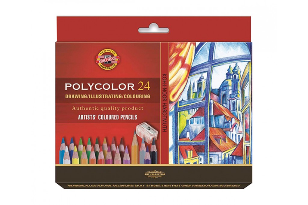 Набір кольорових олівців Koh-i-Noor Polycolor 24 кольору картонна коробка