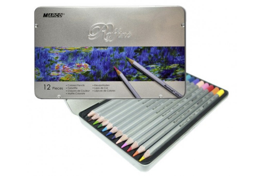 Набір кольорових олівців Marco Raffine 12 кольорів металевий пенал