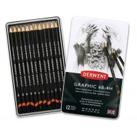 Набір графітних олівців Derwent Graphic Designer Medium 6В-4Н 12 шт метал