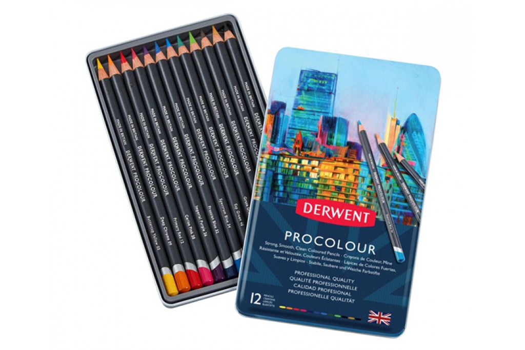 Набір кольорових олівців Derwent Procolour 12 кольорів металевий пенал