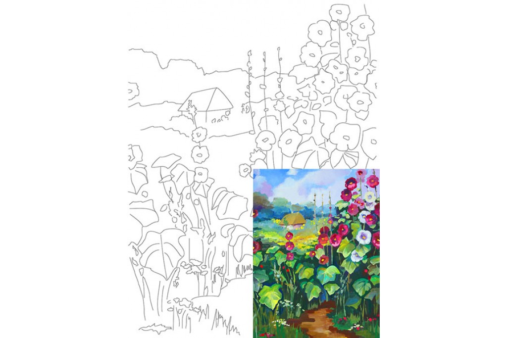 Полотно на картоні Rosa з контуром Пейзаж № 17 30 x 40 см