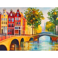 Полотно на картоні Rosa з контуром Міста Амстердам 30 x 40 см
