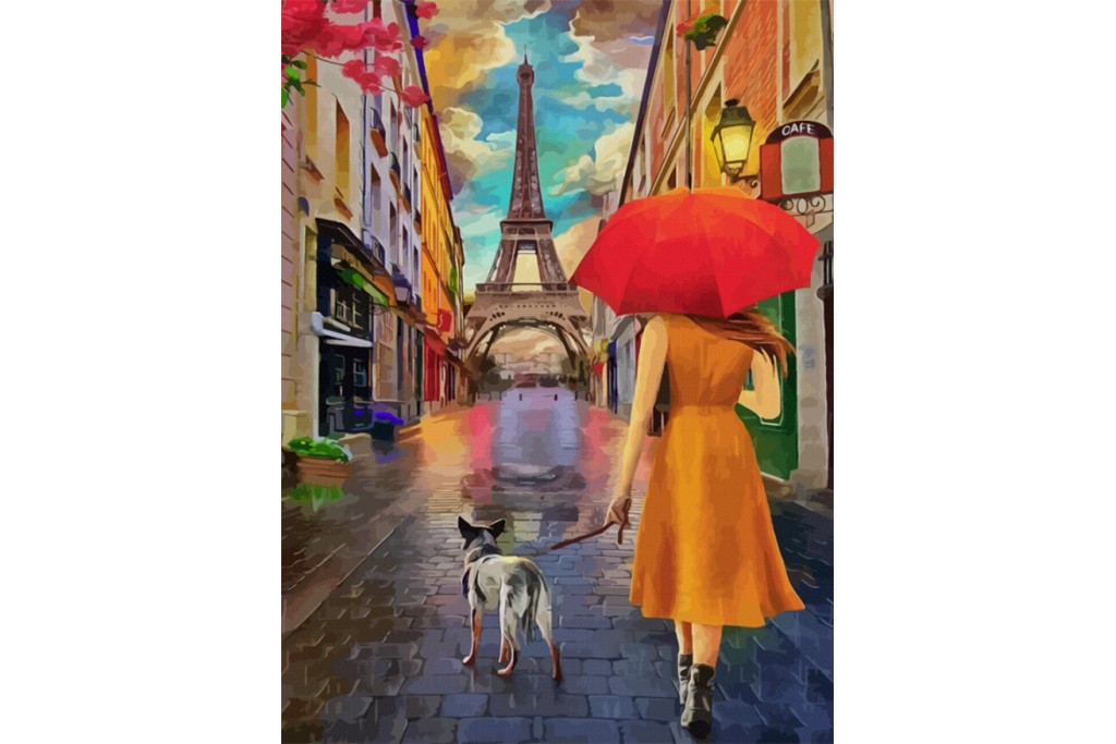 Полотно на картоні Rosa з контуром Міста Париж № 7 30 x 40 см