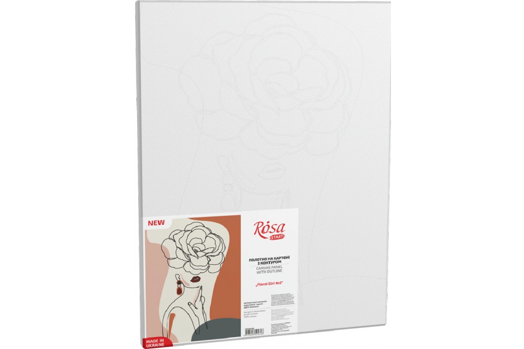 Полотно на картоні Rosa з контуром Floral Girl 2 30 x 40 см
