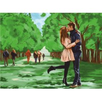 Полотно на картоні Rosa з контуром Поцілунок у парку 30 x 40 см