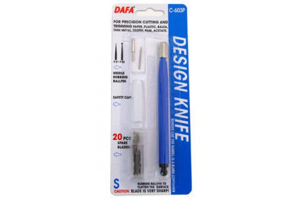Ніж макетний DAFA С-603Р пластикова ручка 20 змінних лез + 2 насадки