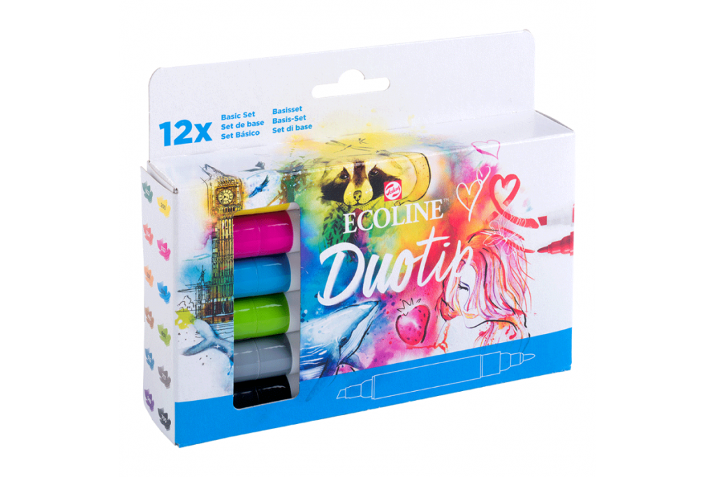 Набір акварельних маркерів Ecoline Duo Tip Basic 12 кольорів 