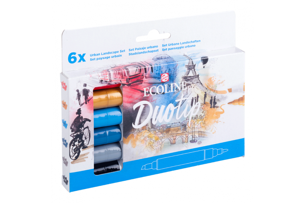 Набір акварельних маркерів Ecoline Duo Tip Urban 6 кольорів 