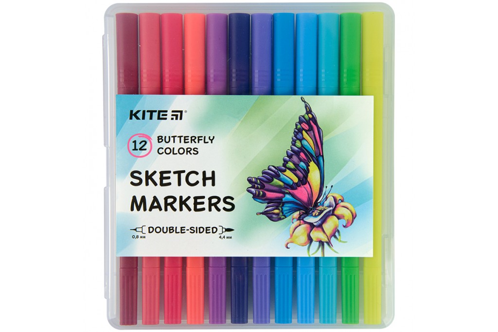 Набір водних маркерів Kite Sketch Marker Butterfly 12 кольорів