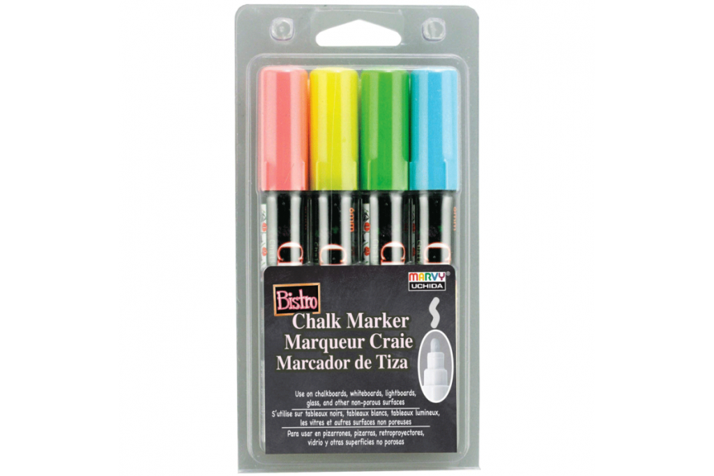 Набор меловых маркеров Marvy Chalk Флуоресцентные оттенки 4 шт