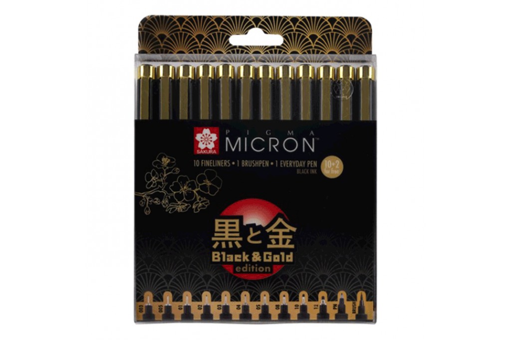 Набор лайнеров Sakura Pigma Micron Black & Gold 10+2 шт