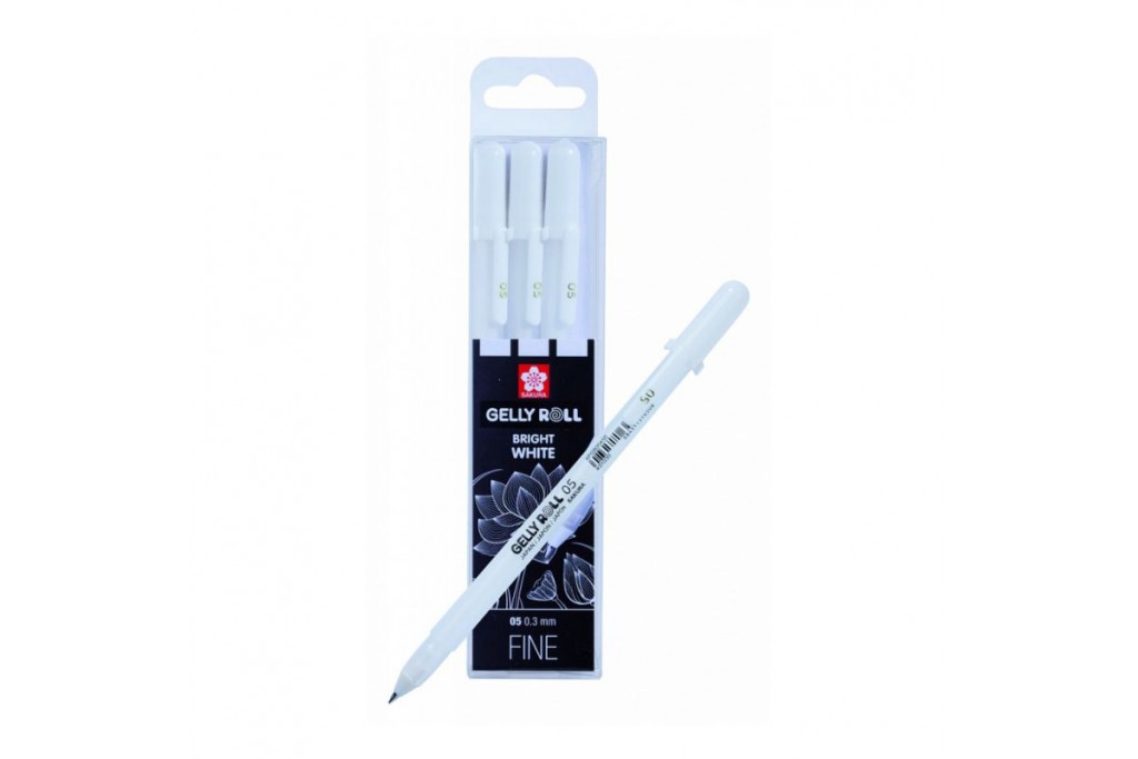 Набір гелевих ручок Sakura Gelly Roll Fine 05 (0.3 мм) 3 шт Біла