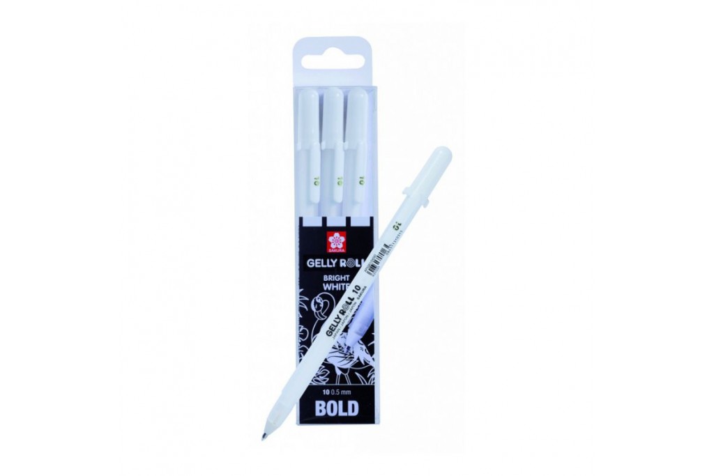 Набір гелевих ручок Sakura Gelly Roll Bold 10 (0.5 мм) 3 шт Біла