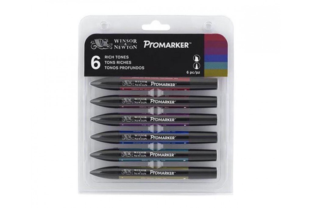Набір двосторонніх маркерів Winsor Newton Promarker Насичені 6 кольорів