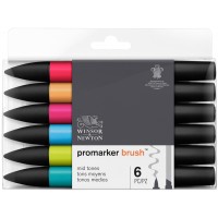Набір двосторонніх маркерів Winsor Newton Brushmarker Середні 6 кольорів