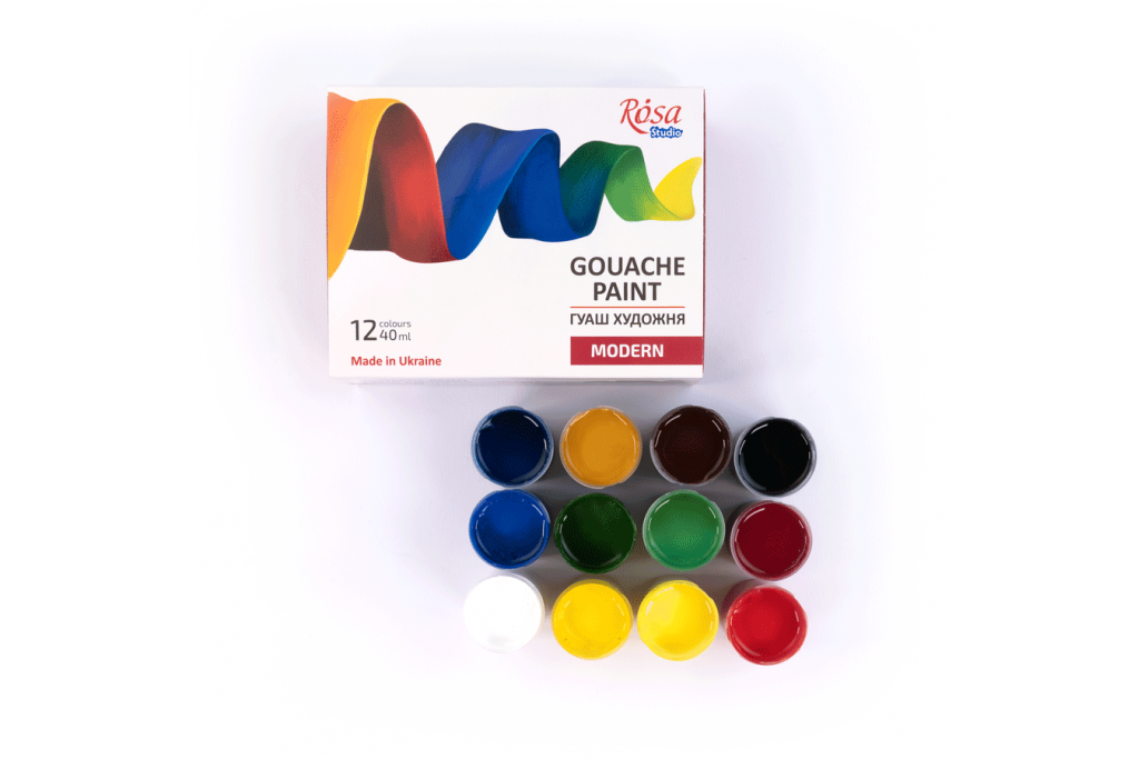 Набір гуашевих фарб Rosa Studio Modern 12 кольорів по 40мл