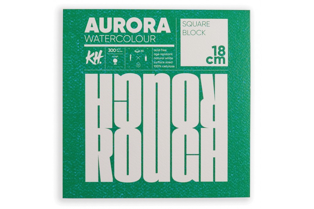 Склейка-блок для акварелі Aurora Watercolour Rough 18х18см 300 г/м2 20 ркушів крупне зерно