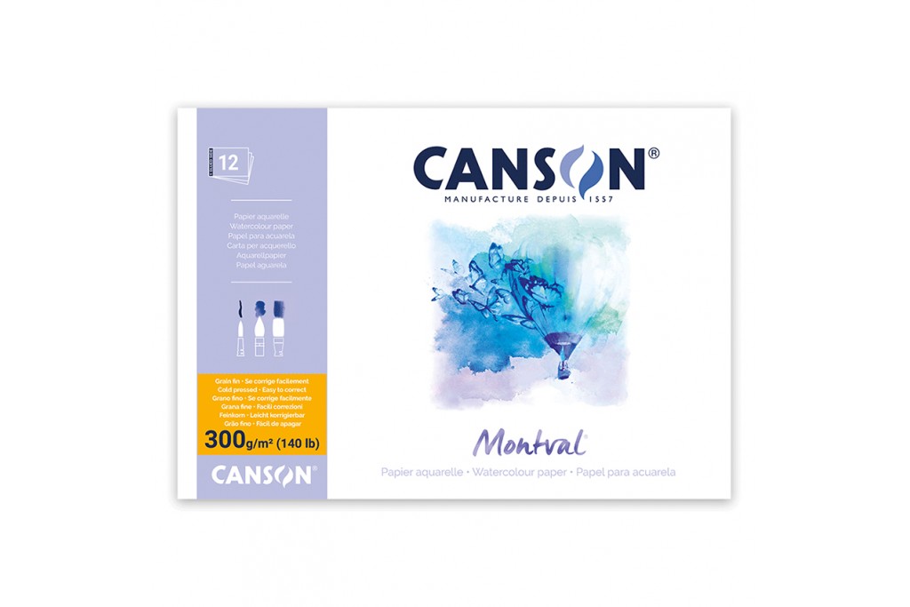 Склейка для акварелі Canson Montval А5+ (18*25см) 300 г/м2 12 ркушів середнє зерно