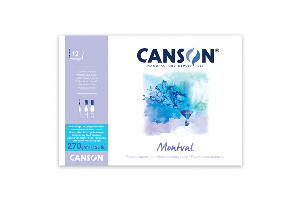 Склейка для акварелі Canson Montval А5+ (18*25см) 270 г/м2 12 ркушів крупне зерно