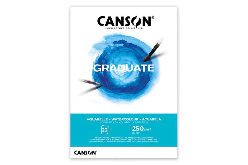 Склейка для акварелі Canson Graduate A4 (21х29.7см) 250 г/м2 20 ркушів середнє зерно