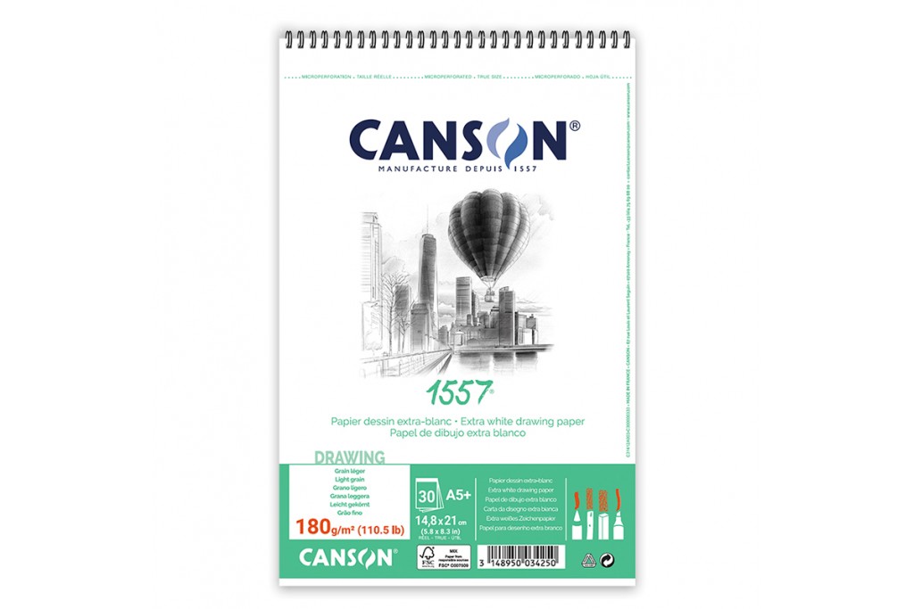 Альбом для графіки на пружині Canson 1557 А5 (14.8х21см) 180 г/м2 30 аркушів