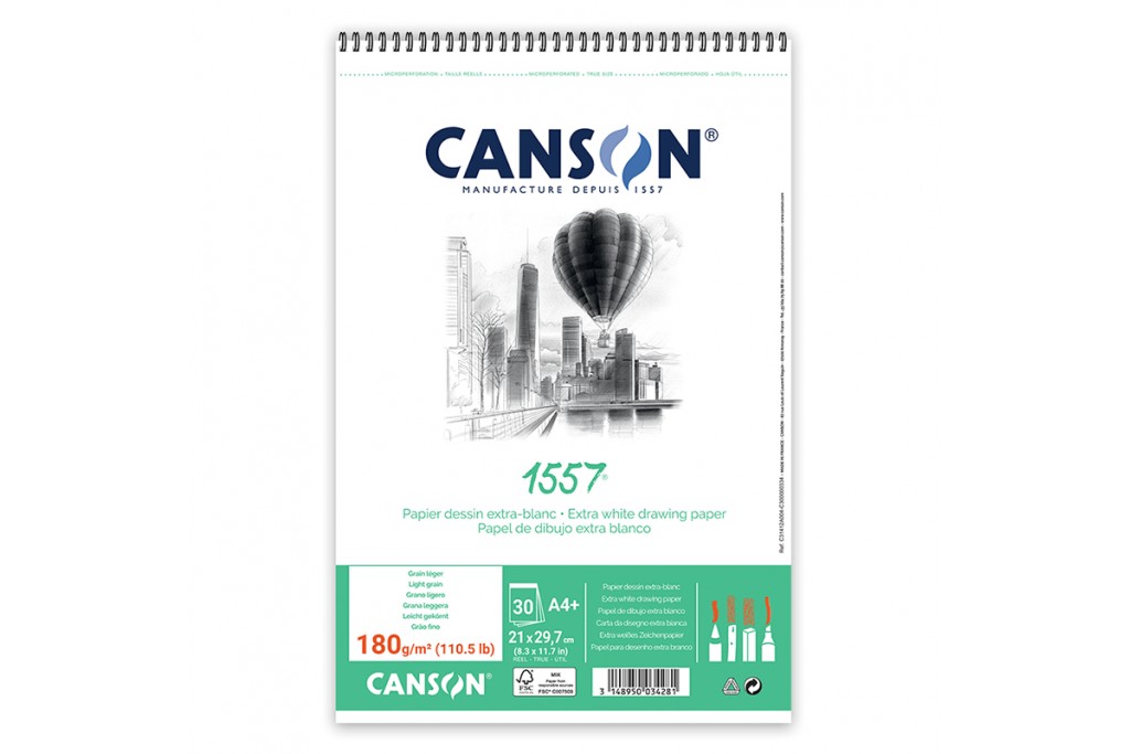 Альбом для графіки на пружині Canson 1557 А4 (21х297см) 180 г/м2 30 аркушів