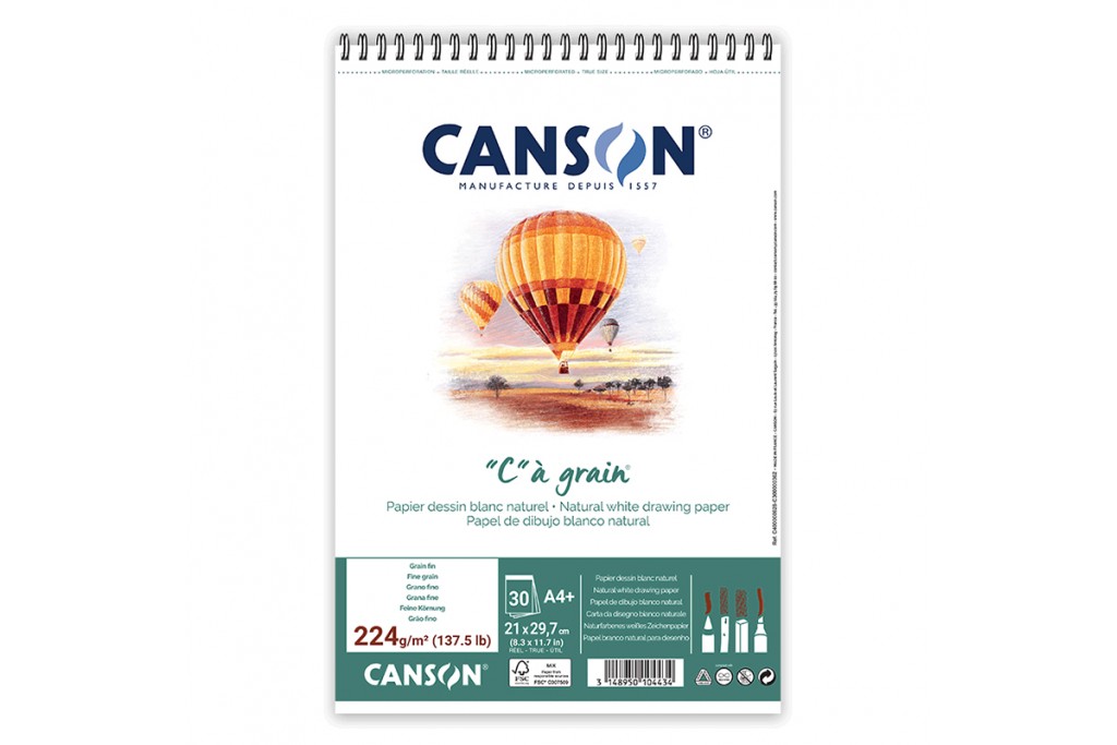 Альбом для графіки на пружині Canson Cagrain А4 (21х297см) 224 г/м2 30 аркушів