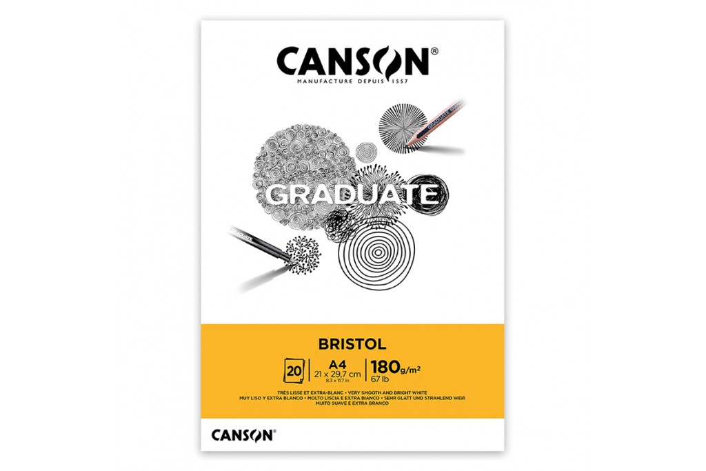 Склейка для графіки Canson Graduate Bristol А4 (21х297см) 180 г/м2 20 аркушів