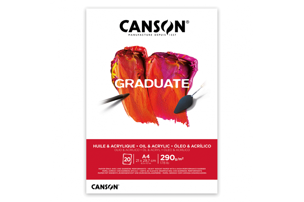 Склейка для олії та акрилу Canson Graduate А4 (21х29.7см) 290 г/м2 20 аркушів 