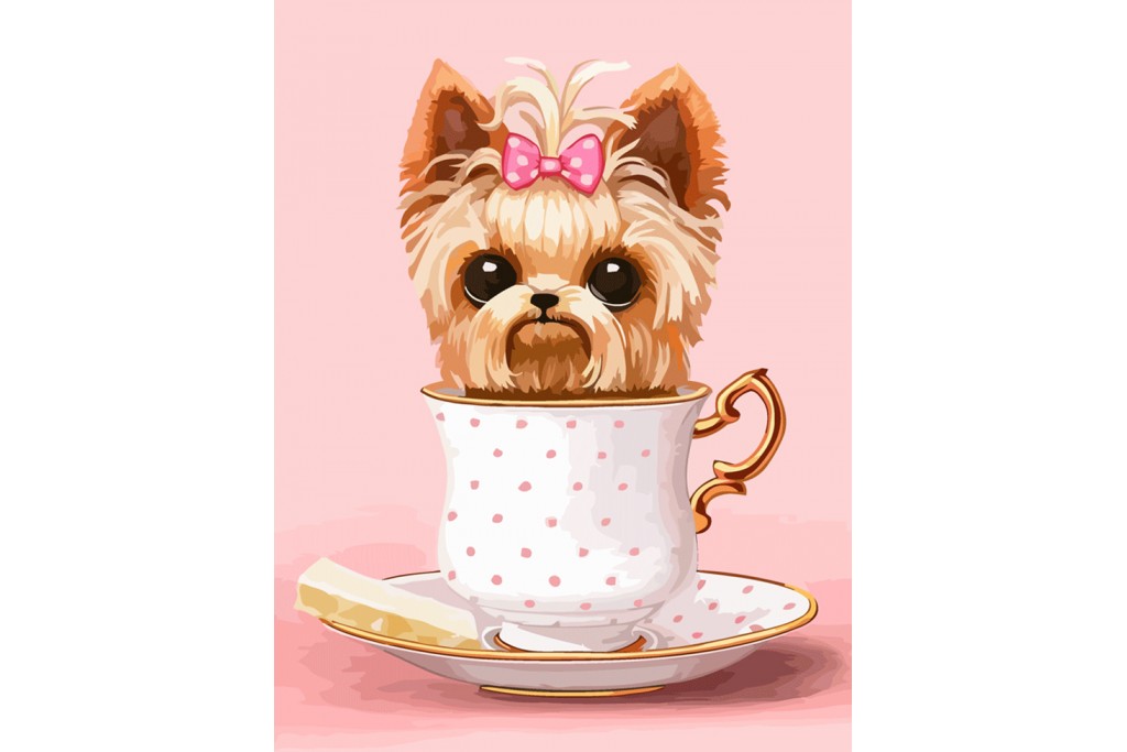 Картина за номерами Rosa Cute Dog in a Cup 35х45 см