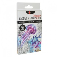 Набір акварельних маркерів Santi Sketch Marker Seascape 6 цветов