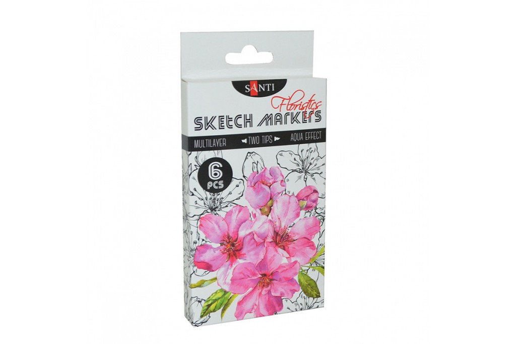 Набір акварельних маркерів Santi Sketch Marker Floristics 6 цветов