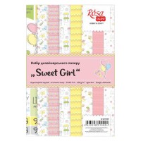 Набор дизайнерской бумаги Rosa "Sweet Girl" двусторонняя А4 250 г/м2 8 листов